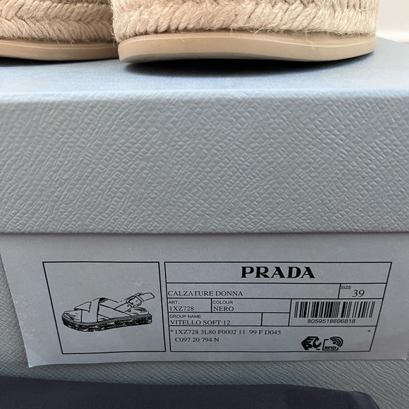 PRADA flat form espadrilles Cazature Donna Vitello Soft 12 sz 39 - Picture 2 of 7